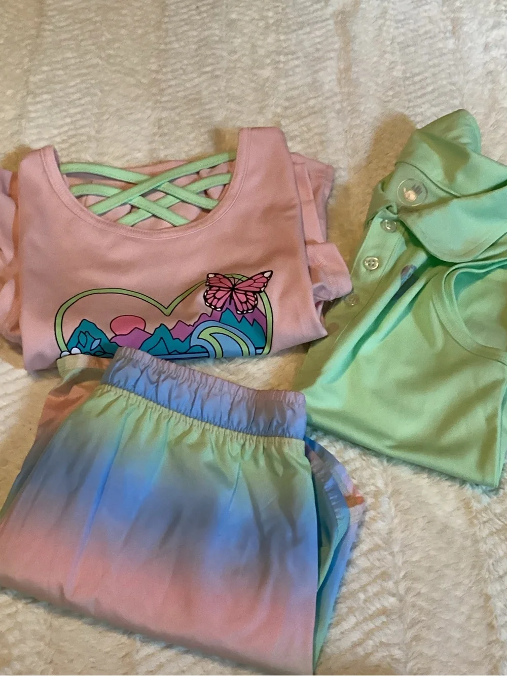 3 Piece Girls Body Glove Sz 10 Tye-dye Skort/tank/tee Shirt Summer Matching Set